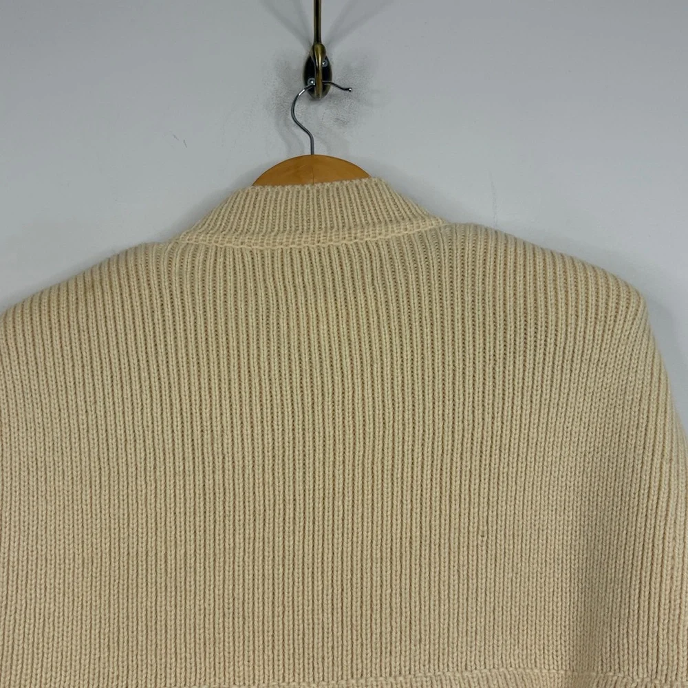 Vintage Irish Sweater Womens Large Cream Wool Chunky Knit Coatigan Cardigan - Picture 4 of 16